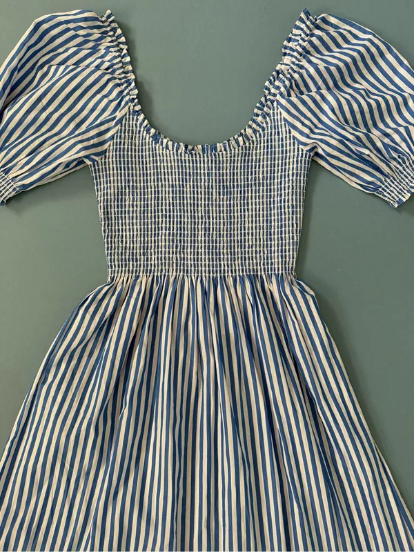 NWT Hill House Home Louisa Nap Blueberry Stripe Midi Dress - Image 4
