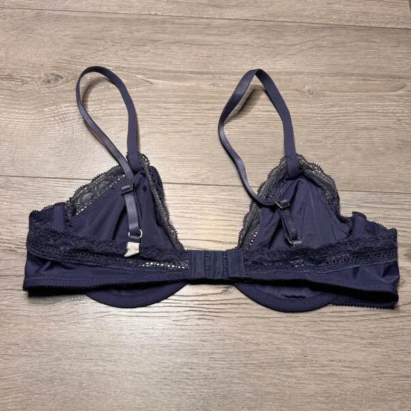 Gilligan & O'Malley Navy Blue Perfect‎ Unlined Underwire Lace Trim Bra 36B - Image 2