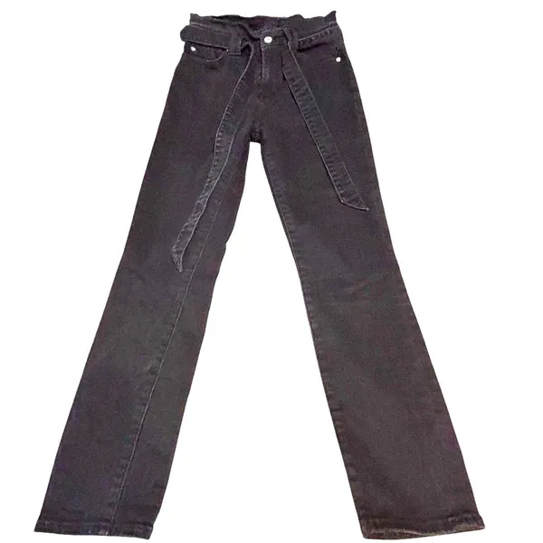 7 For All Mankind Black Raw Waist Belted Stretch Jeans Size 26 - Image 2