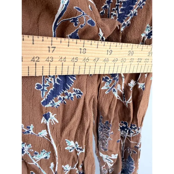 PIECES Brown Navy Floral Long Sleeve Maxi Dress S - Image 6
