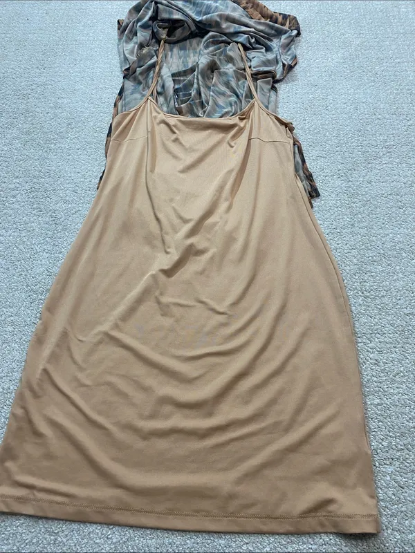 Steve Madden Leopard Mesh Maxi Dress Slit EUC Size M - Image 13