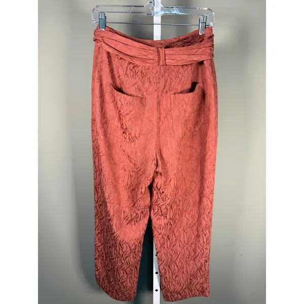 Anthropologie Ett:twa Jacquard Tie Waist Crop‎ Ankle Pants Dusty Rose 6 - Image 5