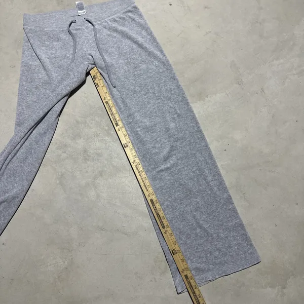 Juicy Couture Women's Gray Knit Jogger Pants Drawstring Pockets Cotton SZ M Y2K - Image 7