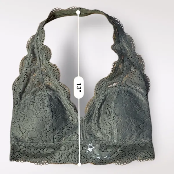 American Eagle Aerie Green Wildflower Lace‎ Padded Halter Bralette Size M NWT - Image 4