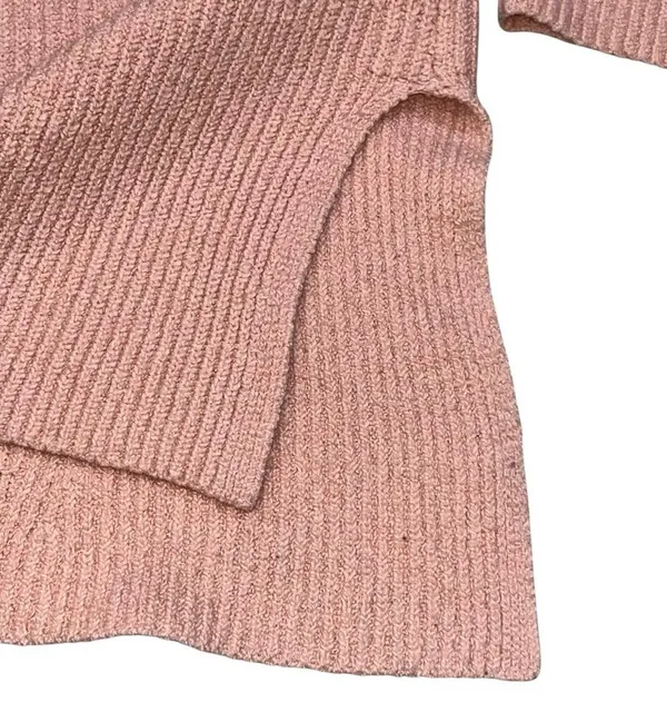 Blush Pink Ribbed V Neck Bow Tie Bell Sleeve Oversized Sweater size Small - Image 6