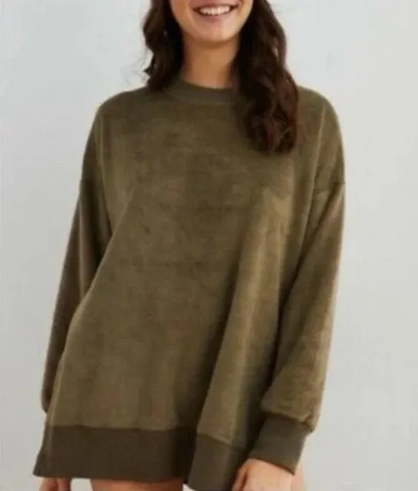 Aerie oversized coziest desert crewneck sweatshirt in hunter green - Image 2