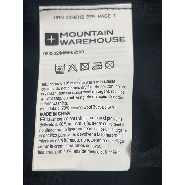 Mountain Warehouse Extreme US 2 Black Merino Wool Blend Quarter Zip Base Layer - Image 5