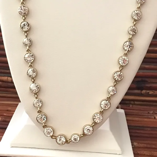 Chico's Brûlée Crystal & Gold Tone Long Necklace - Image 4