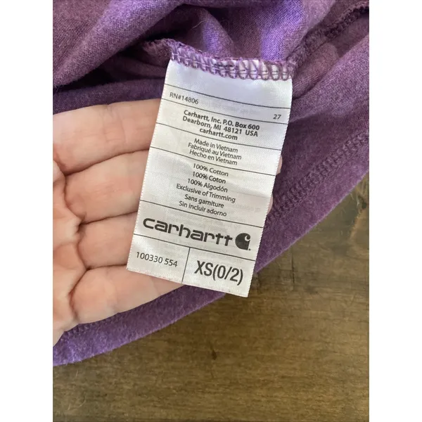 Carhartt Notched V-Neck T-Shirt Womens Size XS Purple Short Sleeve Cotton - Image 5