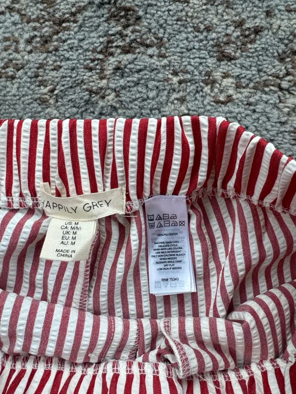 Happily Grey Striped Shorts Red White Medium - Image 2