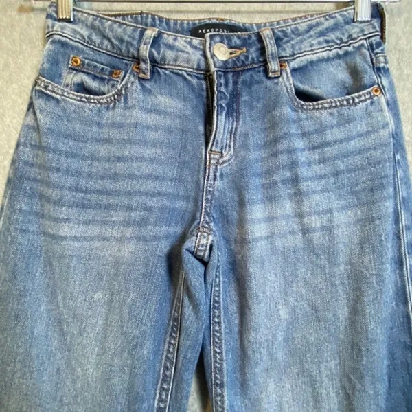 Aeropostale Baggy Wide Leg Jeans Women's 00 Blue High Rise Denim Y2K 90s EUC - Image 3