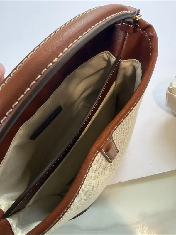 Mango Two-Tone Cream and Brown Crossbody Bucket Bag - Image 8