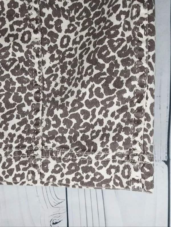 Free People Modern Femme Leopard Print Denim Mini Bohochic Indie Sleaze Skirt - Image 2