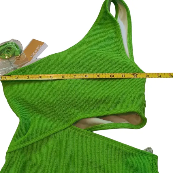 Michael Kors One Piece Swimsuit One Shoulder Cut Out Ribbed Green Size 8 NEW NWT - Image 11
