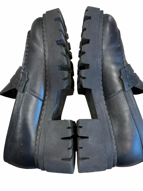 Free People Penny Loafers Size 37 Black Lyra Lug Sole Chunky Preppy Goth BTS - Image 7