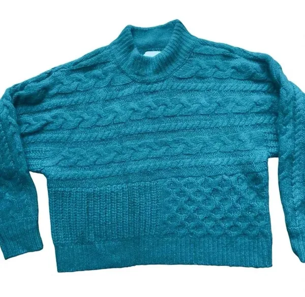 Abercrombie & Fitch Women's Green and Blue Jumper. Sz M - Image 3