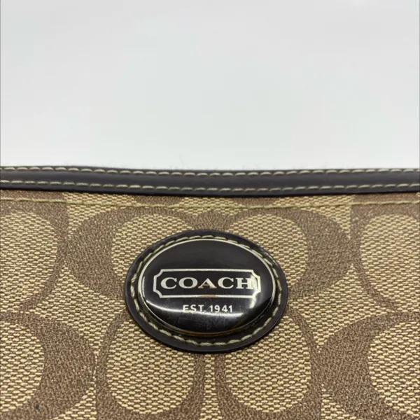 Coach Signature C Brown Coated Canvas Zip Around Wallet - Image 3