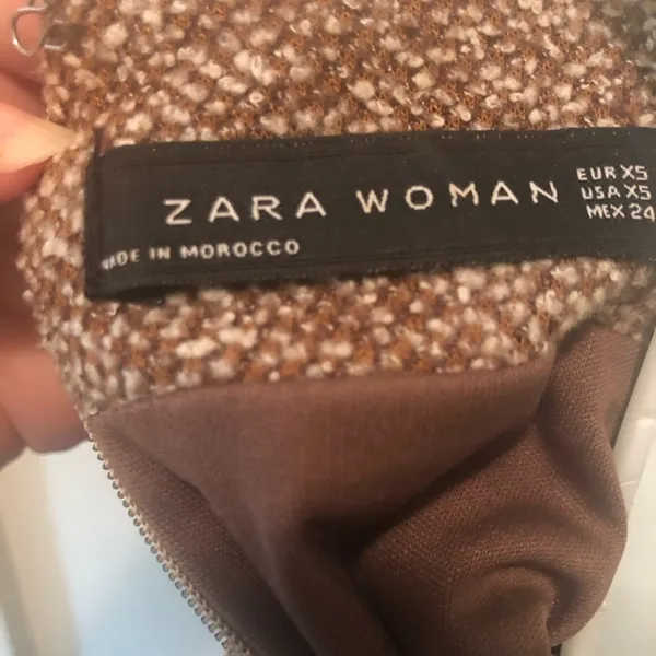 Zara Tweed Flecked Knit Lined Sheath Pencil Dress XS Career Fitted Mock Neck - Image 5