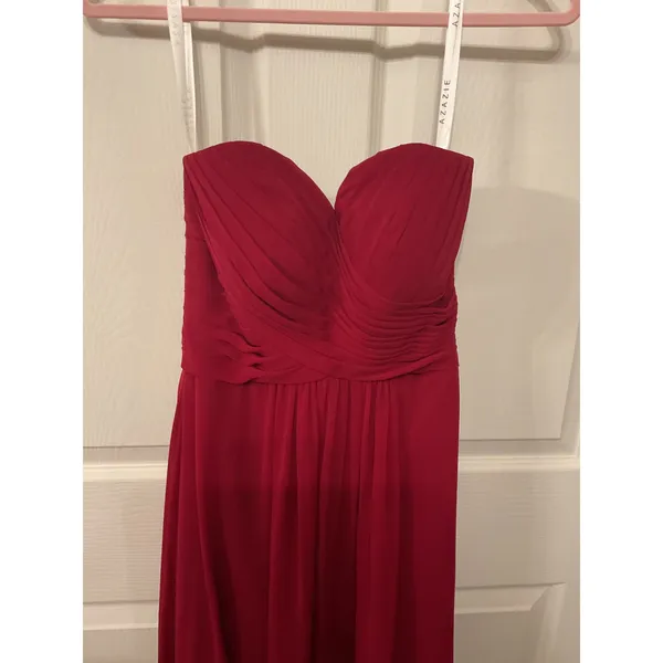 Azazie Yazmin Burgundy A-line Sweetheart Chiffon Dress Formal Gown, approx sz 2 - Image 4