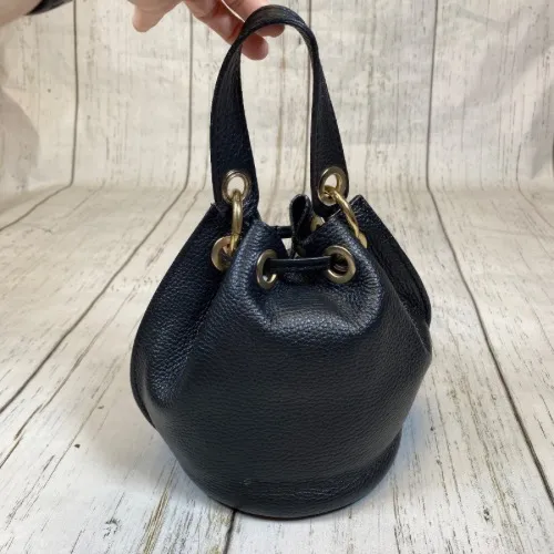 Anna Paola Italian Leather Bucket Drawstring Bag - Image 2