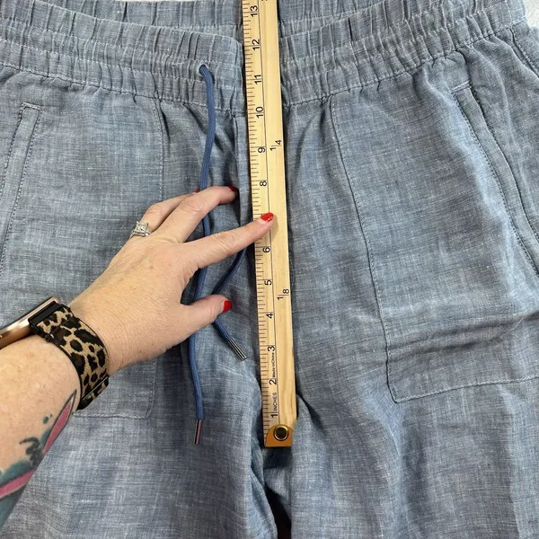 Athleta Sz 12 Retreat Linen Pull On Jogger Pants in Chambray Blue Women’s 531704 - Image 8