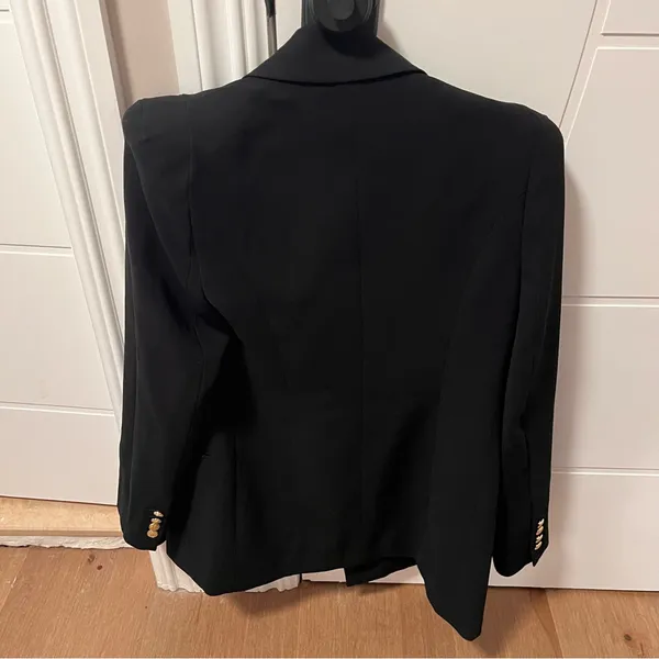 Zara Double Breasted Black Blazer Gold Buttons Padded XS - Image 8