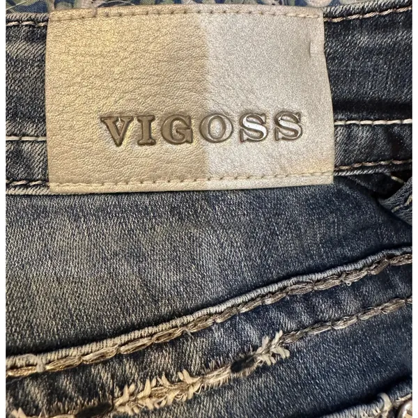 Vigoss The New York Bootcut Jeans Medium Wash Sequin Embroidered Flap Pocket 32 - Image 4