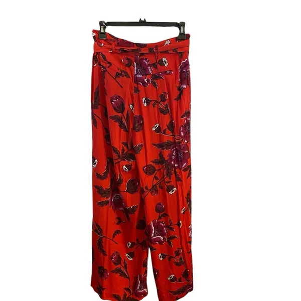 Anthropologie Wide Leg Floral Trousers paper bag spring lightweight Whimsical - Image 3