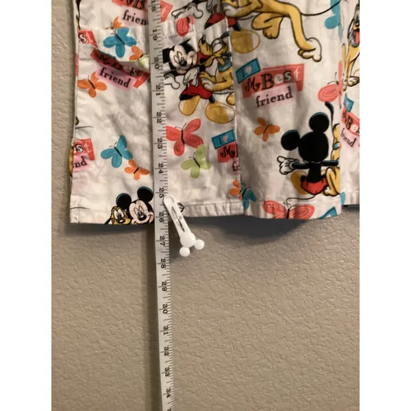 Disney Mickey & Pluto "My Best Friend" Butterfly V-neck Nurse Scrub Top M - Image 6