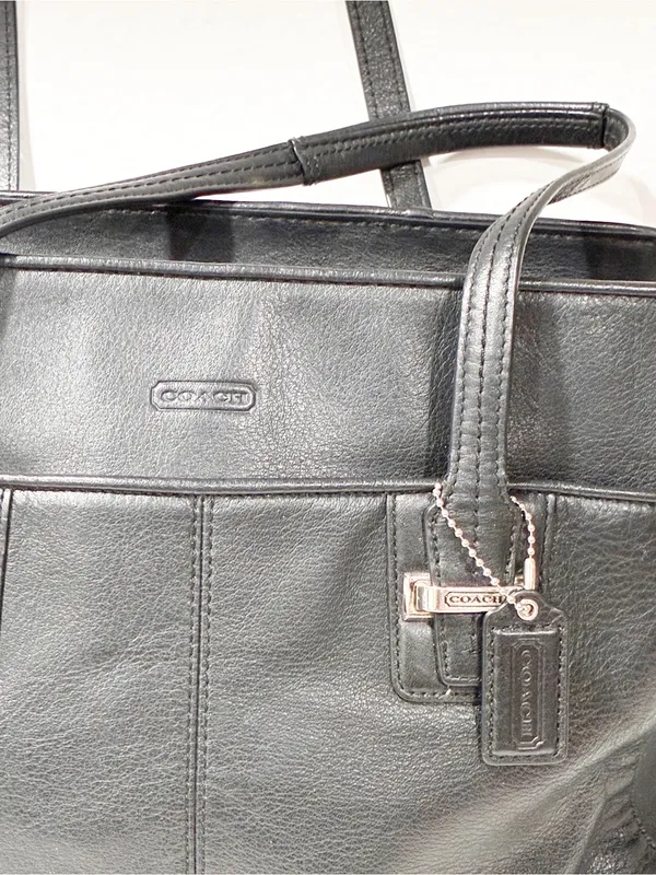 Coach Taylor F25205 Alexis Leather Carryall Satchel Tote Bag in black Leather - Image 2