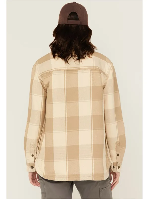Carhartt Loose Fit Heavyweight Duck Shacket Plaid Oatmeal Size Small - Image 2
