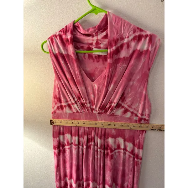 Chicos Pink Tie Dye Maxi Dress Sleeveless V-Neck Empire Waist Size 3 XL - Image 2