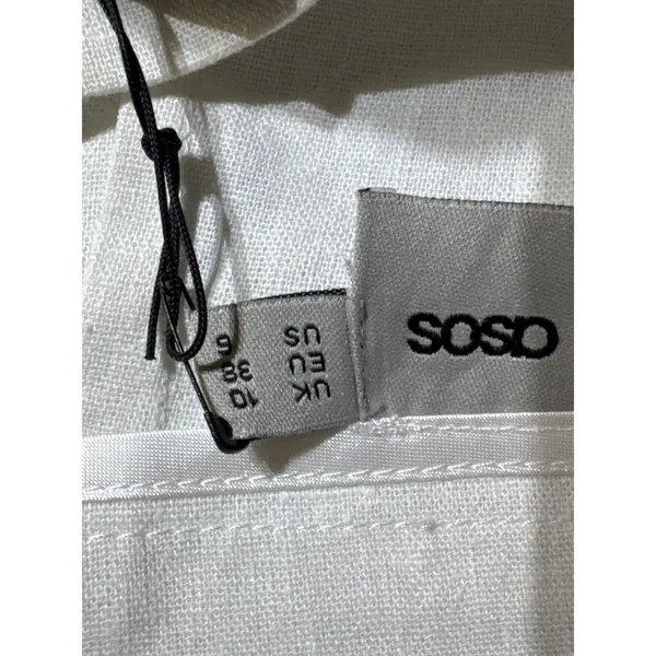 ASOS White Linen Blend High Waist Midi Skirt Size 6 New with Tags - Image 3
