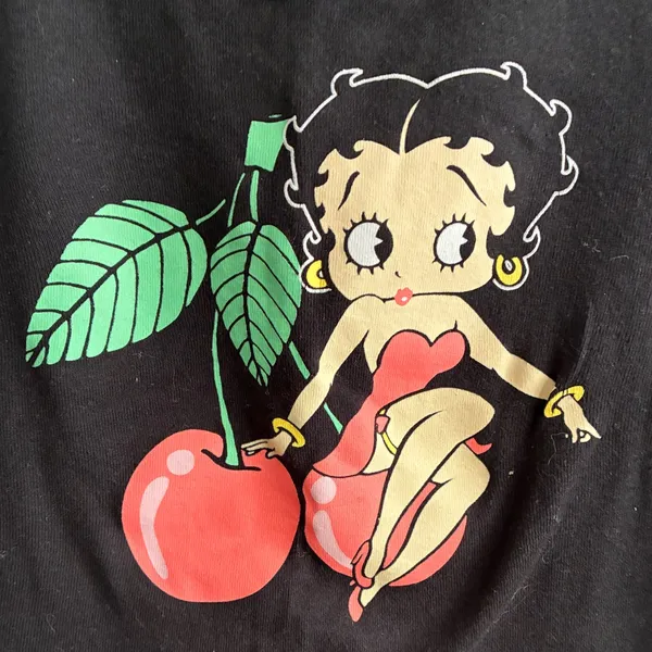 Betty Boop Cherry Black Tank Top With Cartoon Graphic M - Image 9