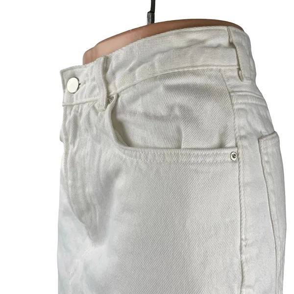 H&M Women's White High Waist Cut Off Raw Hem Pencil Denim Jean Skirt Size 2 - Image 3