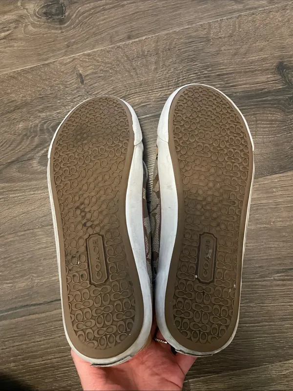 Women’s Coach Tan & Beige Signature Canvas Sneakers w/ Coach Logo Size 7.5M - Image 5