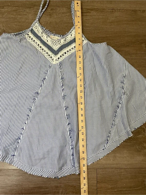 Altard State Flowy Striped Tank Top Size M Blue White Nautical Boho Summer - Image 10