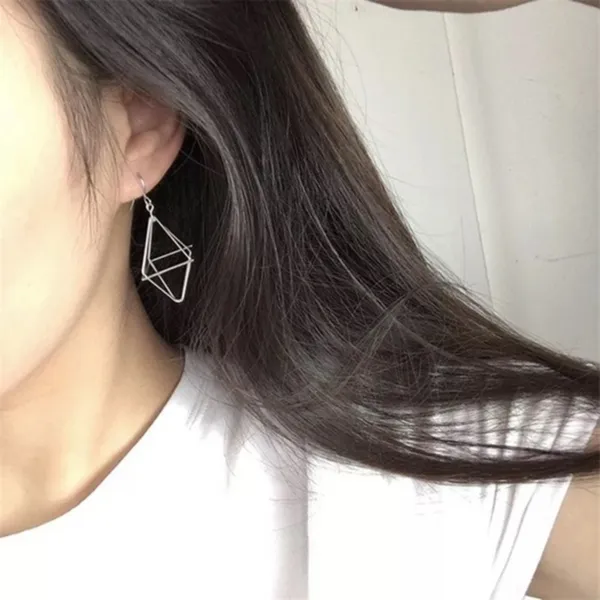 3/$30 🤍 Geometric Pyramid Earrings Silver - Image 2
