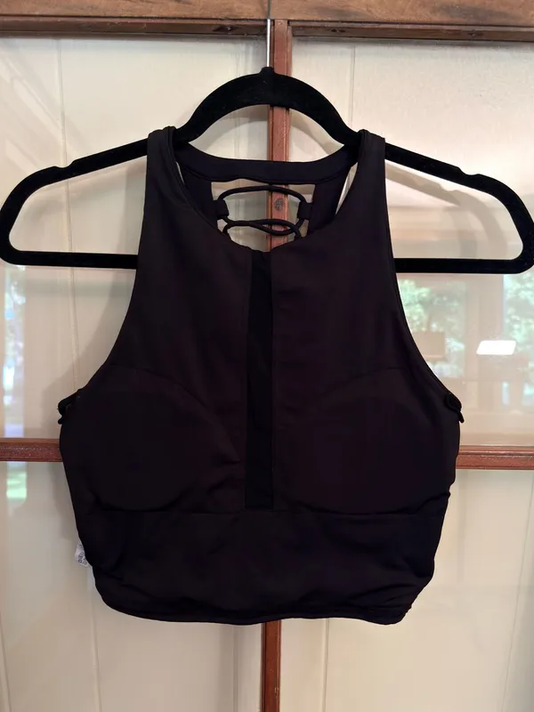 Alo Yoga Black High Neck Lace-Up Back Sports Bra Athleisure Crop Top Size Medium - Image 6