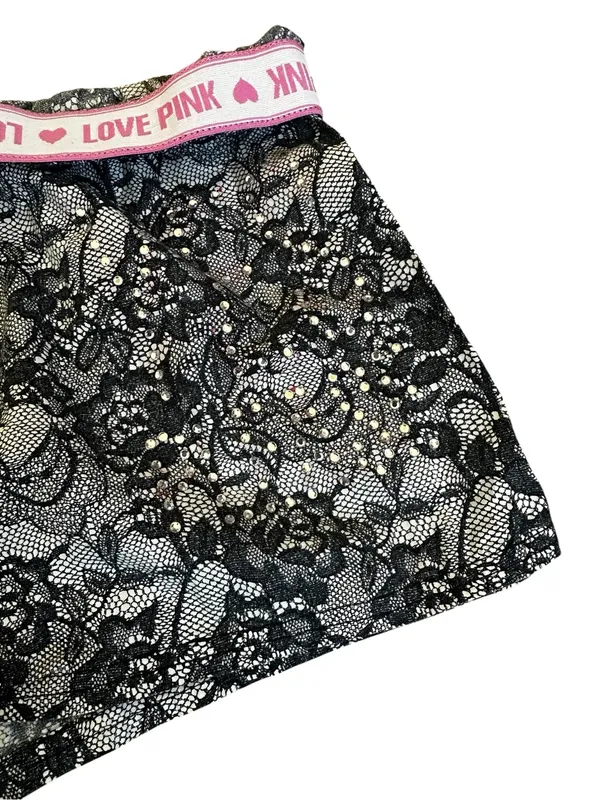 Vintage Y2K Victorias Secret PINK Mini Shorts Boxer Pajamas Lounge Coquette - Image 3