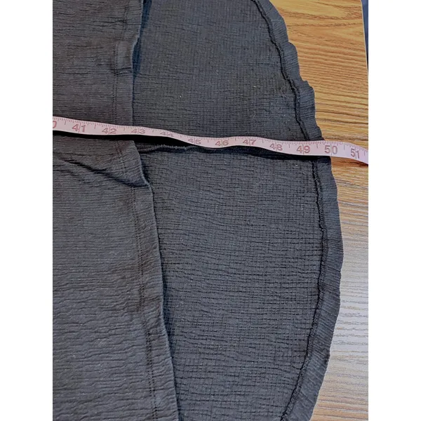 Minimalist Black Cotton Gauze V-Neck Midi Dress Lands' End Pockets S - Image 7
