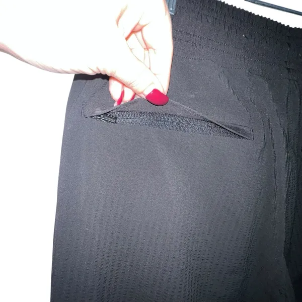 Athleta Womens‎ Textured Brooklyn Jogger Pants Size 16 Black Side Stripe Nylon - Image 13