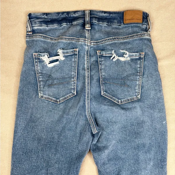 American Eagle Curvy Hi-Rise Jegging Jeans Womens Size 4 Medium Wash Distressed - Image 7
