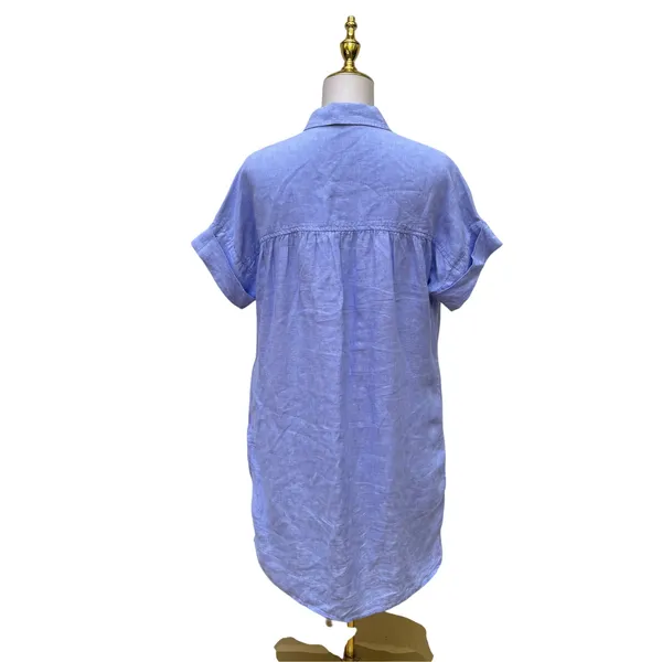 J.Crew Baird McNutt 100% Irish Linen Shirt Dress S Blue Relaxed Casual Preppy - Image 5