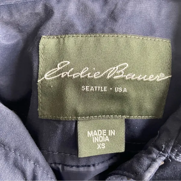 Eddie Bauer Navy Christine Trench Coat Cotton Nylon Preppy Classic - Size XS - Image 11