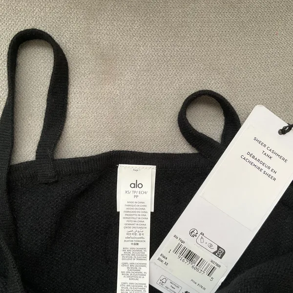 Alo Yoga Sheer Cashmere Tank Black XS - Image 3