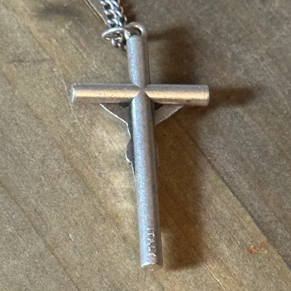 Vintage Italy Silver Crucifix Pendant Necklace - Image 4