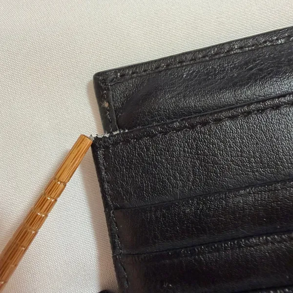 Dockers Black Leather Tri-Fold Continental Wallet Plaid Lining Checkbook Holder - Image 8