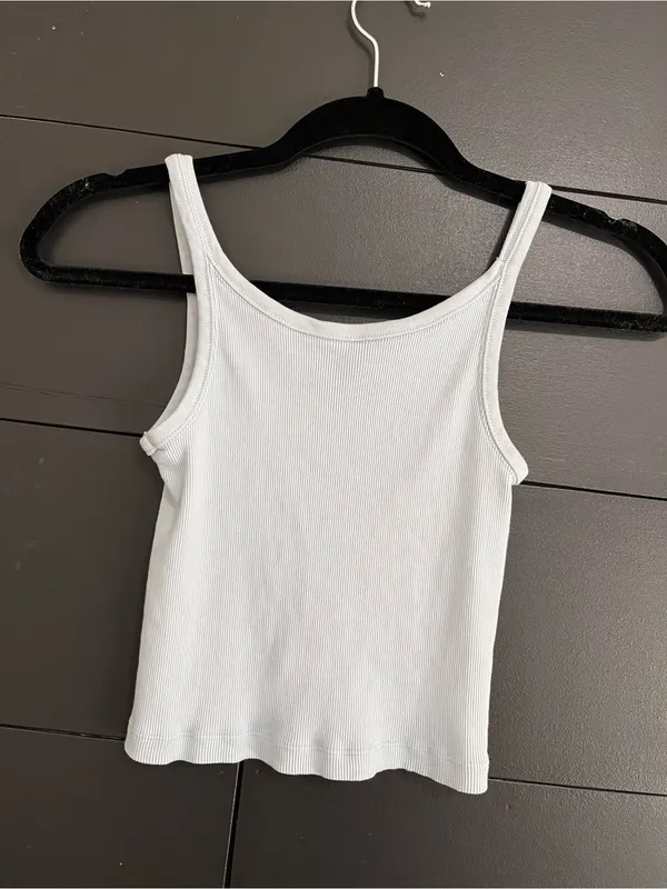 BRANDY MELVILLE John Galt Light Blue Ribbed Cotton Tank Top One Size EUC - Image 3