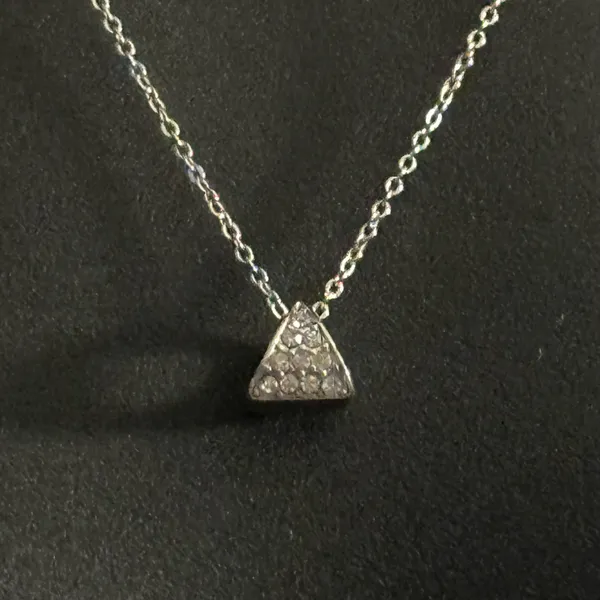 Silver tone pave triangle pendant necklace - Image 6